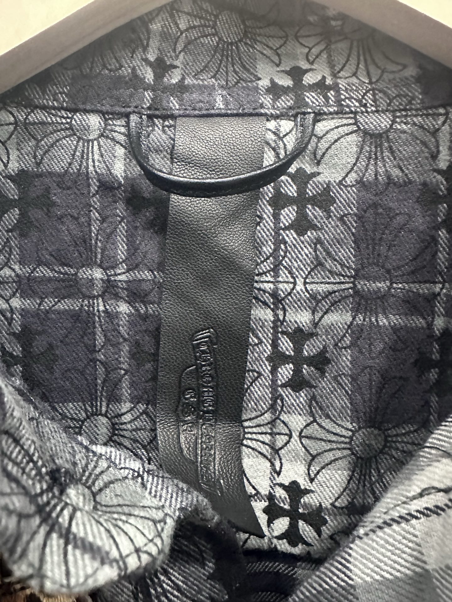 クロムハーツ Plaid Leather Patchwork レザーパッチ シャツ ブラック 画像 4