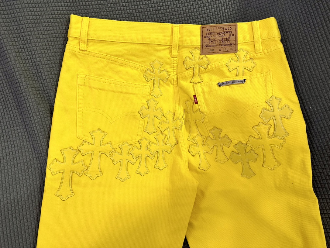 クロムハーツ x リーバイス ストレート Leather ジーンズ 詳細画像 2