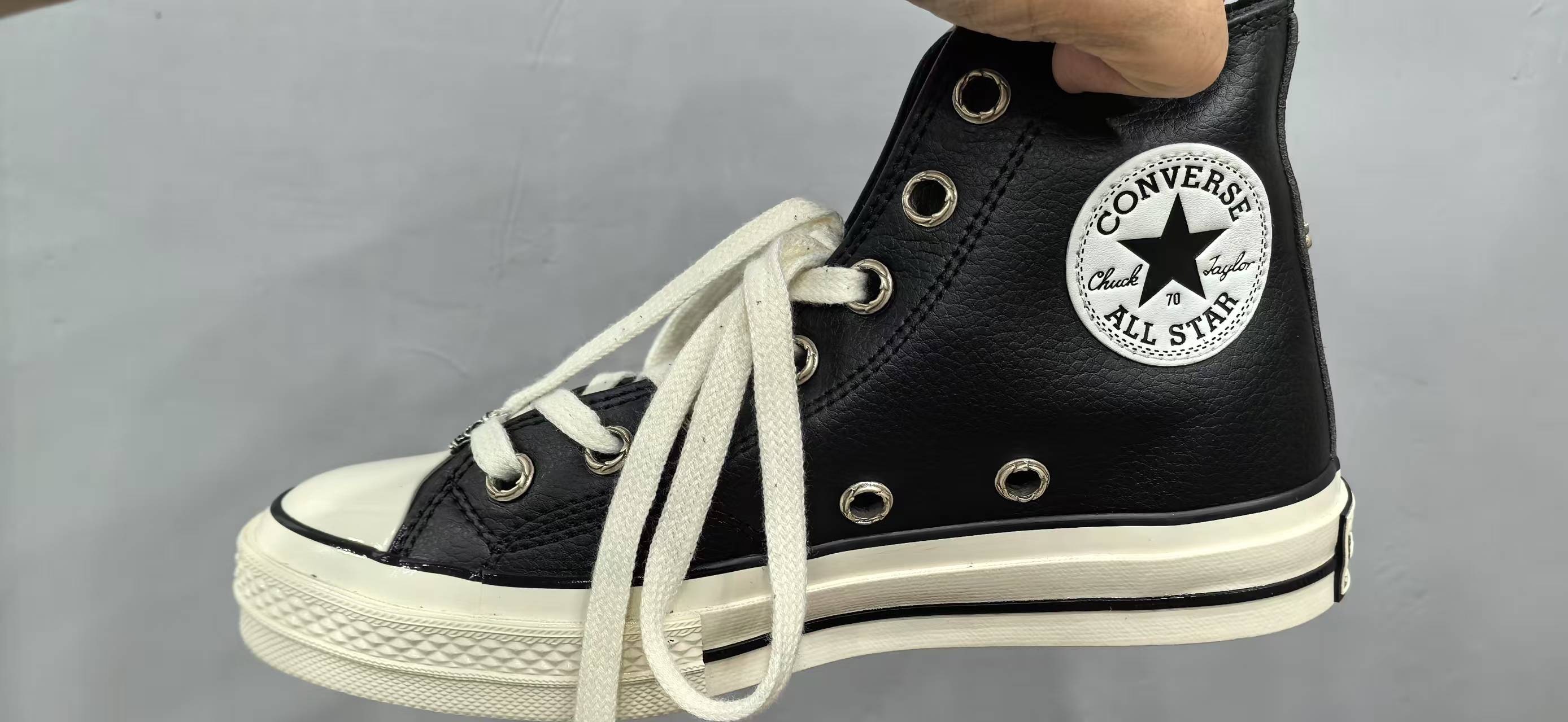 クロムハーツ x コンバース Haircalf 1970s High Top スニーカー ブラック 詳細画像 2
