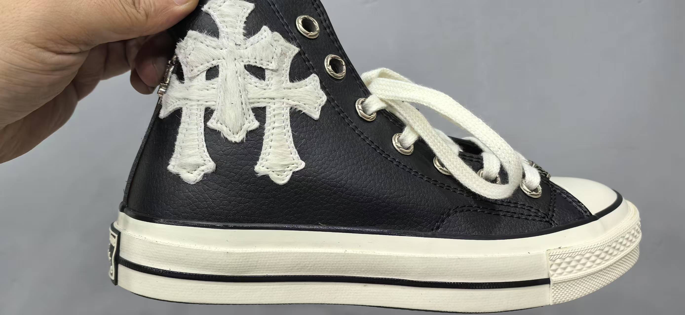 クロムハーツ x コンバース Haircalf 1970s High Top スニーカー ブラック 画像 6