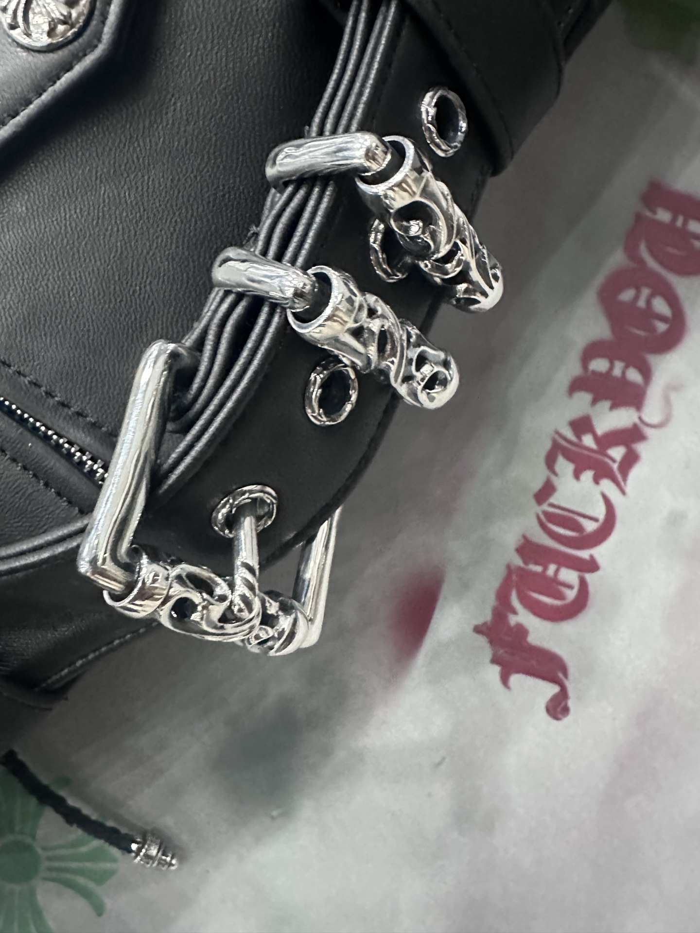 クロムハーツ x エルメス JJ Dean レザー モトジャケット ブラック 画像 4