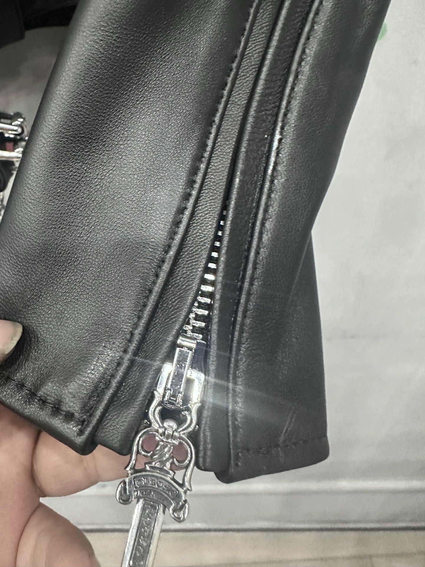 クロムハーツ x エルメス JJ Dean レザー モトジャケット ブラック 画像 8