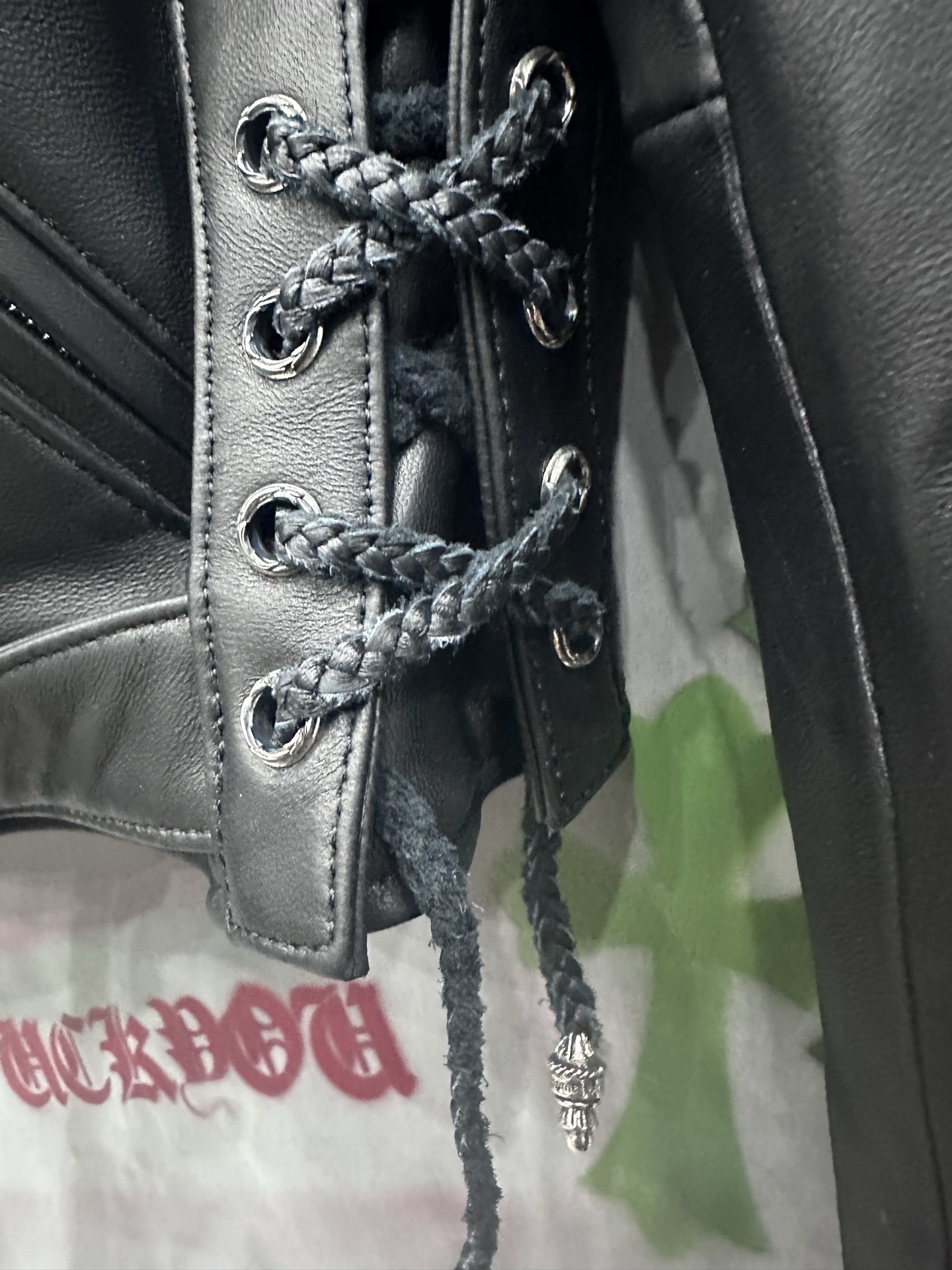 クロムハーツ x エルメス JJ Dean レザー モトジャケット ブラック 画像 9
