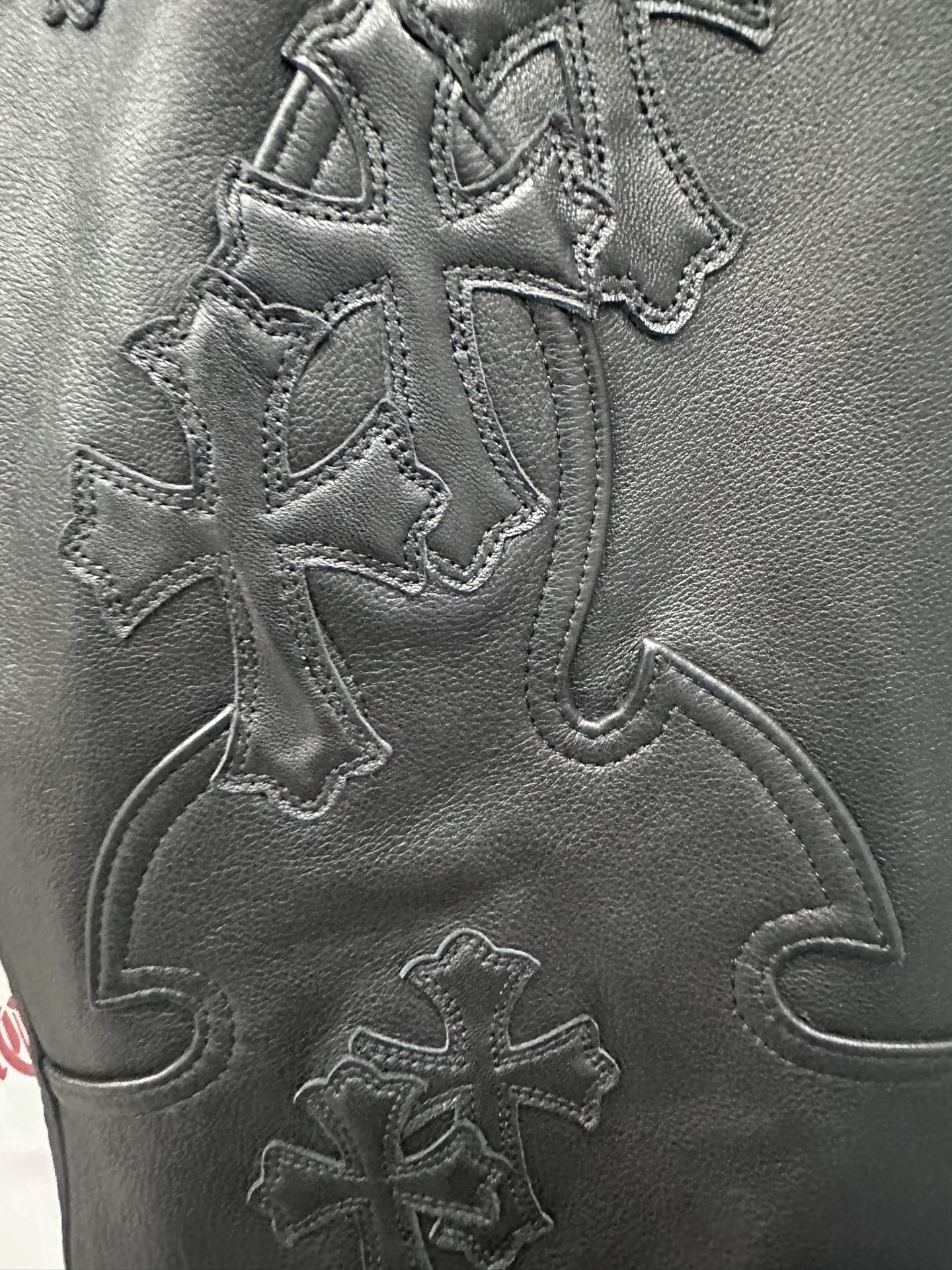 クロムハーツ フレイム レザーパッチワーク ジーンズ 画像 5