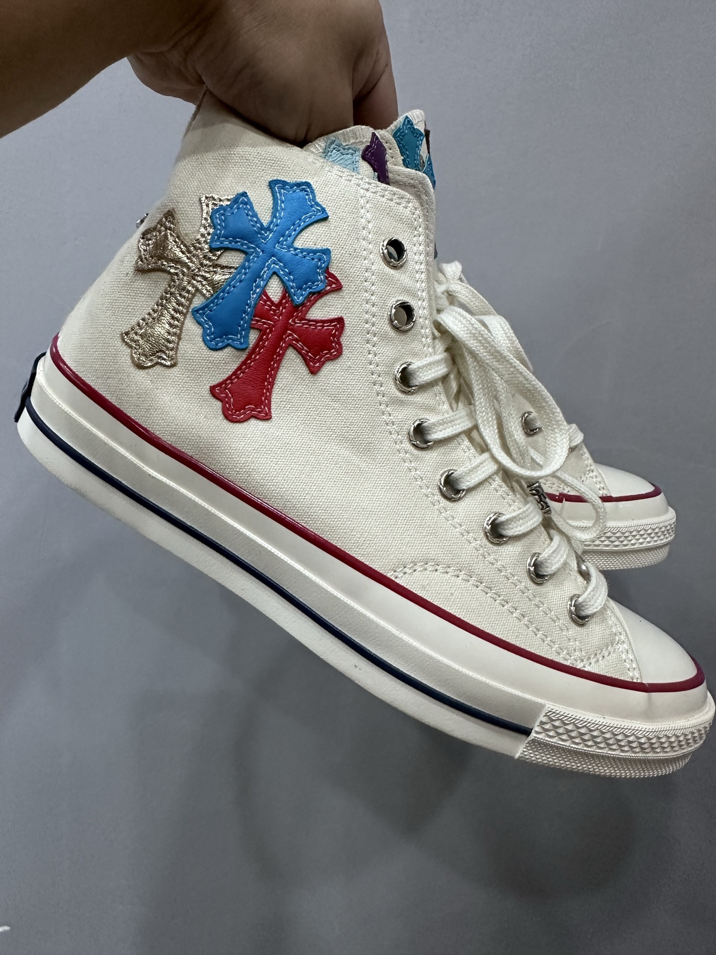 クロムハーツ x コンバース 1970s High Top スニーカー クリーム マルチカラー 詳細画像 1