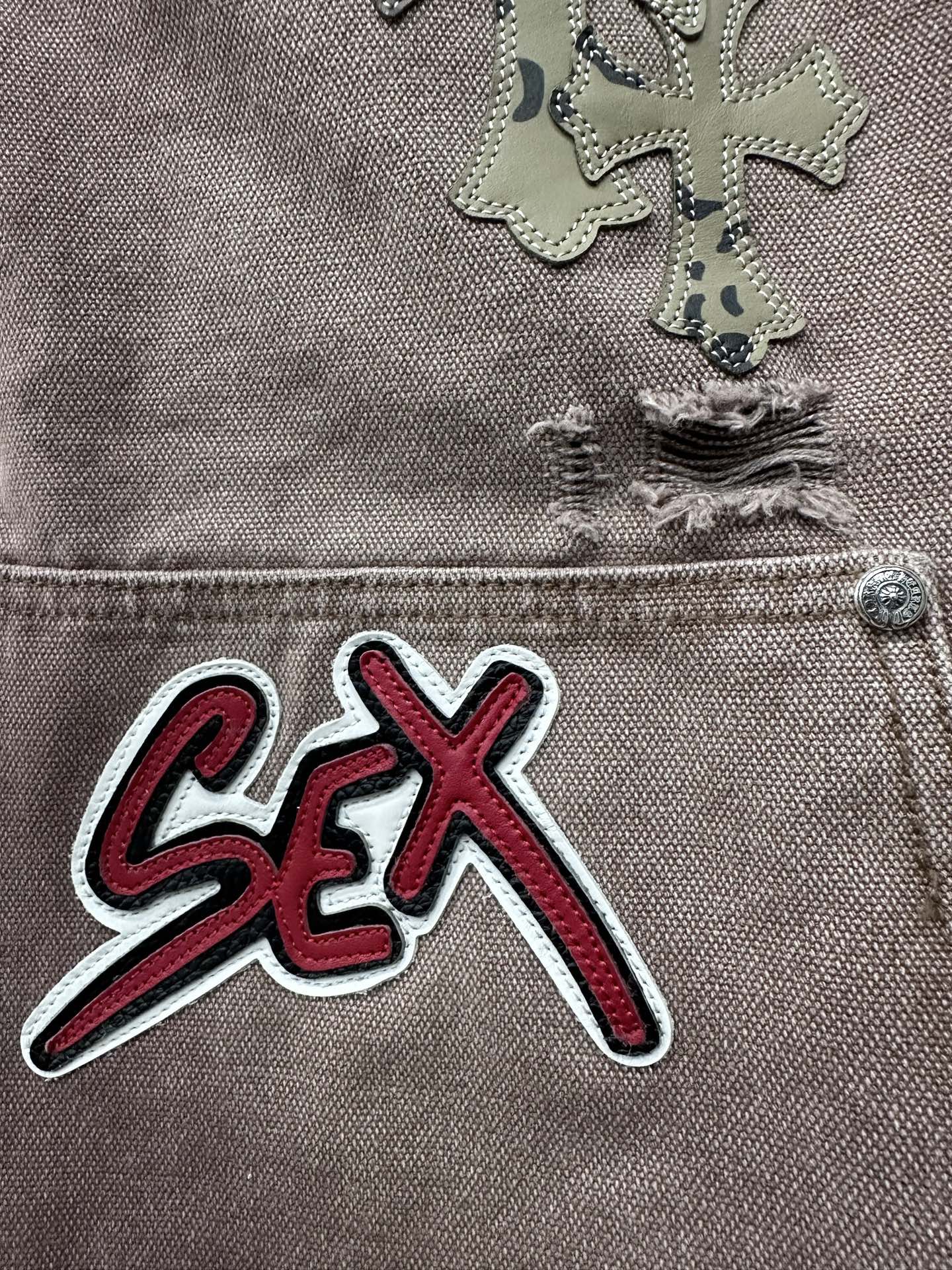 クロムハーツ x カーハート B01 Sex Records カーペンターショーツ ブラウン 画像 4