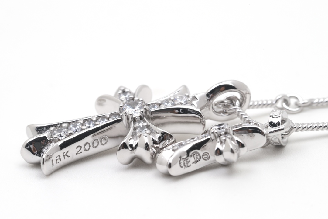 クロムハーツ ダブルクロス ネックレス 18K ゴールドプレーテッド 詳細画像 1