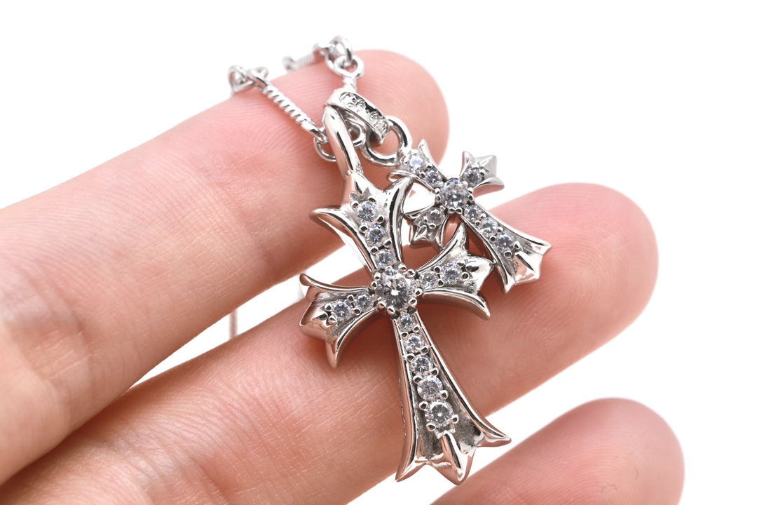 クロムハーツ ダブルクロス ネックレス 18K ゴールドプレーテッド 詳細画像 3