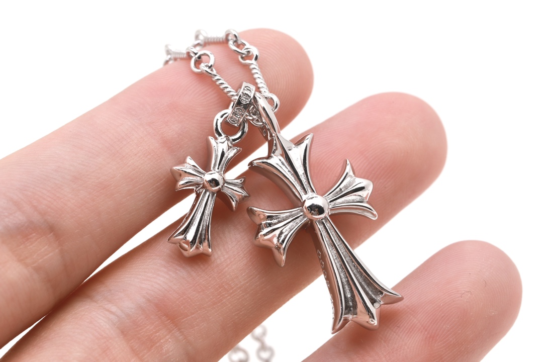 クロムハーツ ダブルクロス ネックレス 18K ゴールドプレーテッド 画像 4