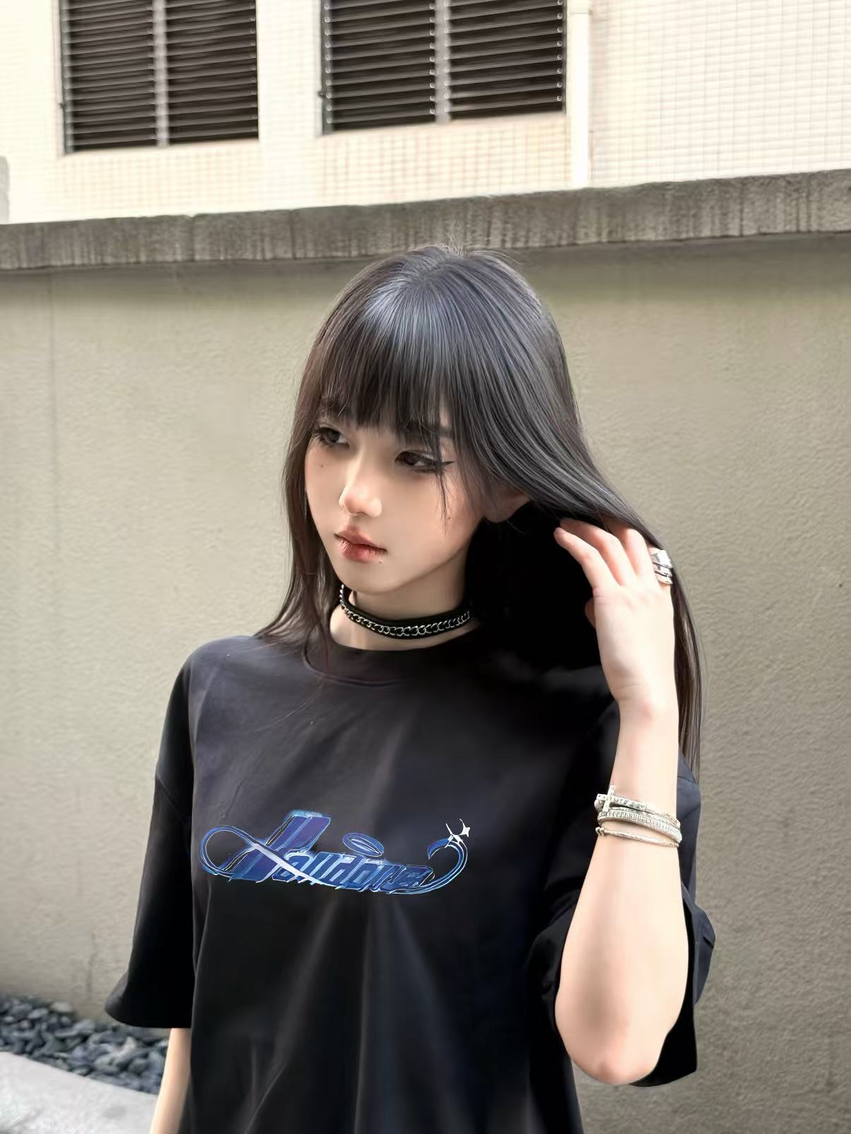ウェルダン スプレースクリプト プリントTシャツ ブラック 画像 9