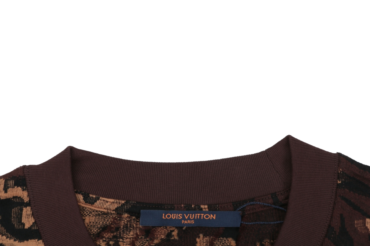 ルイ・ヴィトン アブストラクトラップ ジャカードTシャツ ブラウン 詳細画像 1