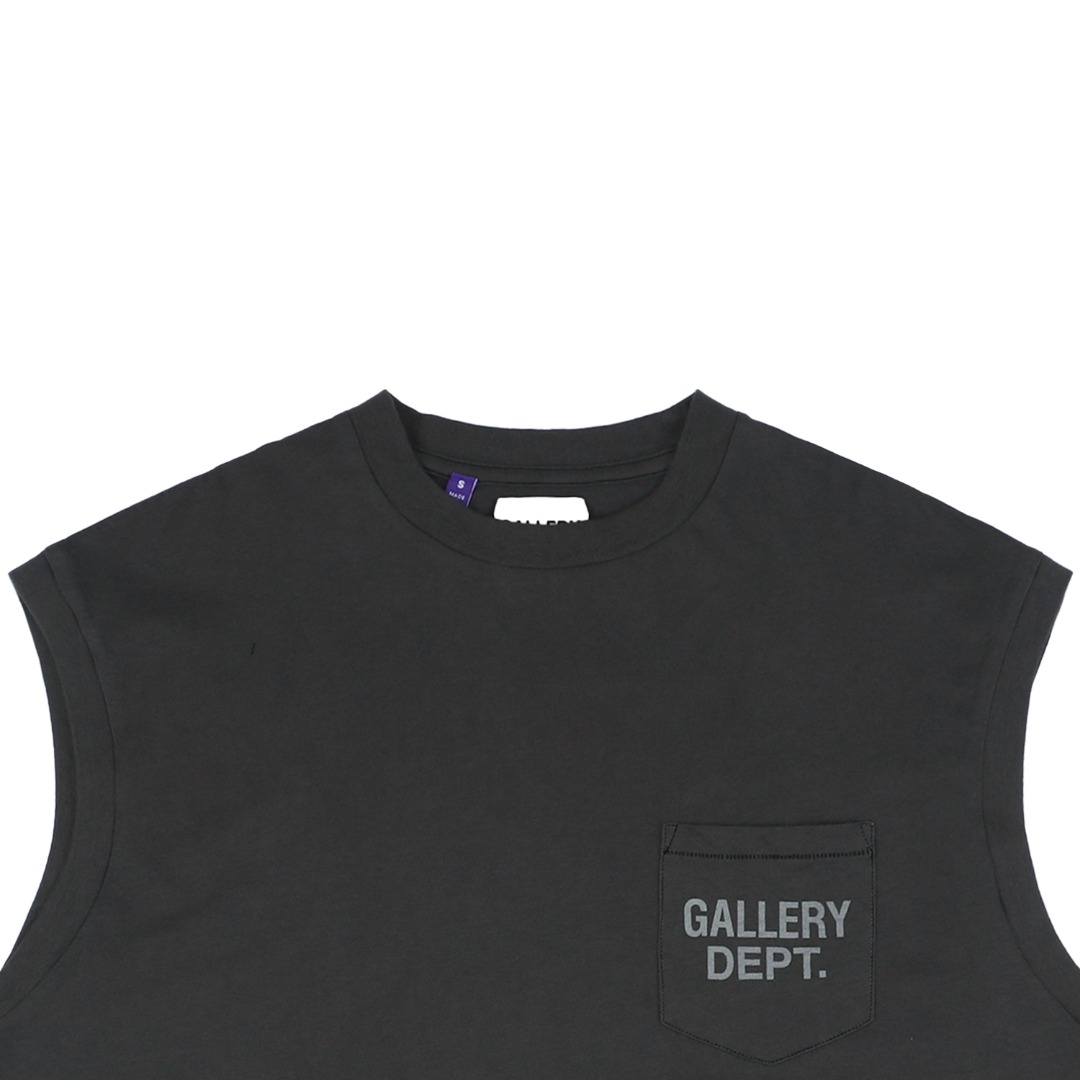ギャラリー デプト ポケットレタープリント ノースリーブTシャツ ブラック 詳細画像 2