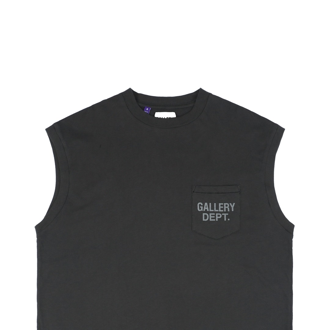 ギャラリー デプト ポケットレタープリント ノースリーブTシャツ ブラック 詳細画像 3