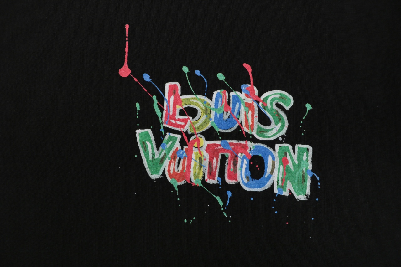ルイ・ヴィトン ペインテッドモノグラム レターTシャツ ブラック 画像 4
