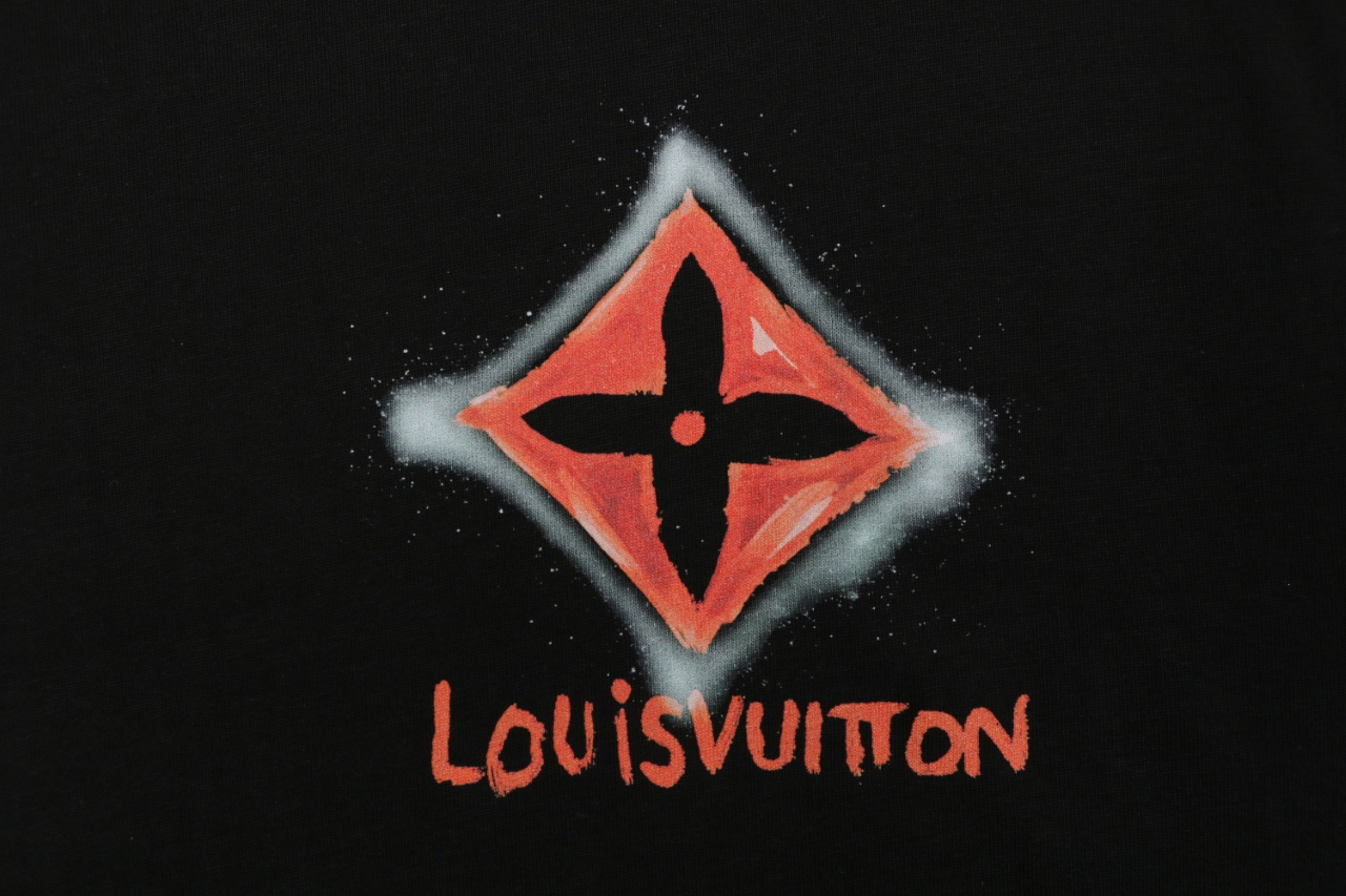 ルイ・ヴィトン ダークレッド ダイヤモンドグラフィティTシャツ ブラック 画像 4