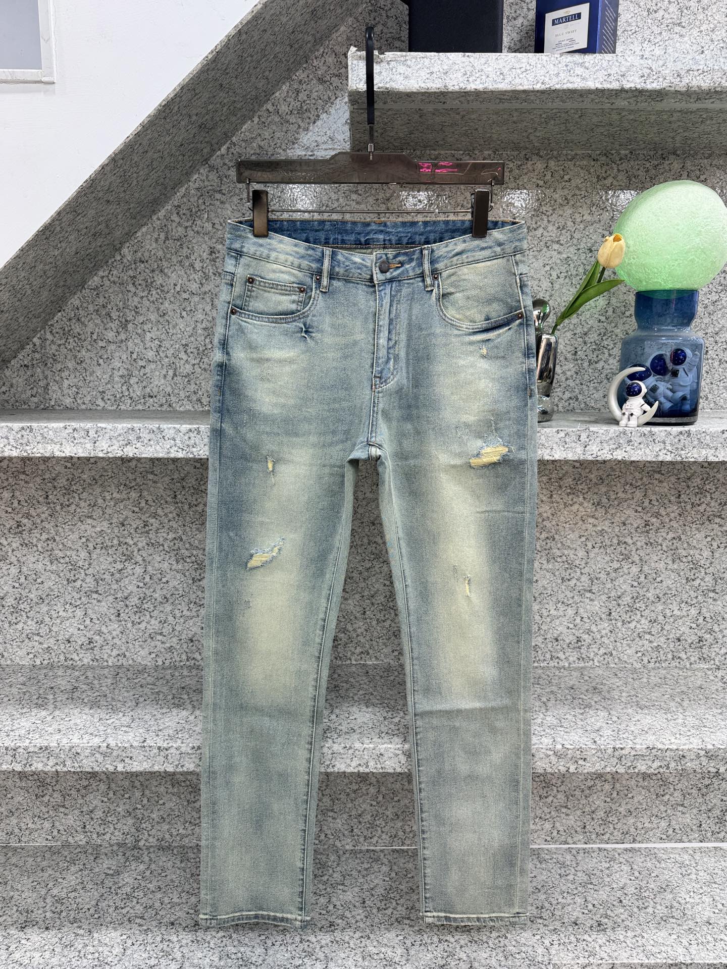 プラダ トライアングルロゴ スリムストレートジーンズ ブルー 詳細画像 1