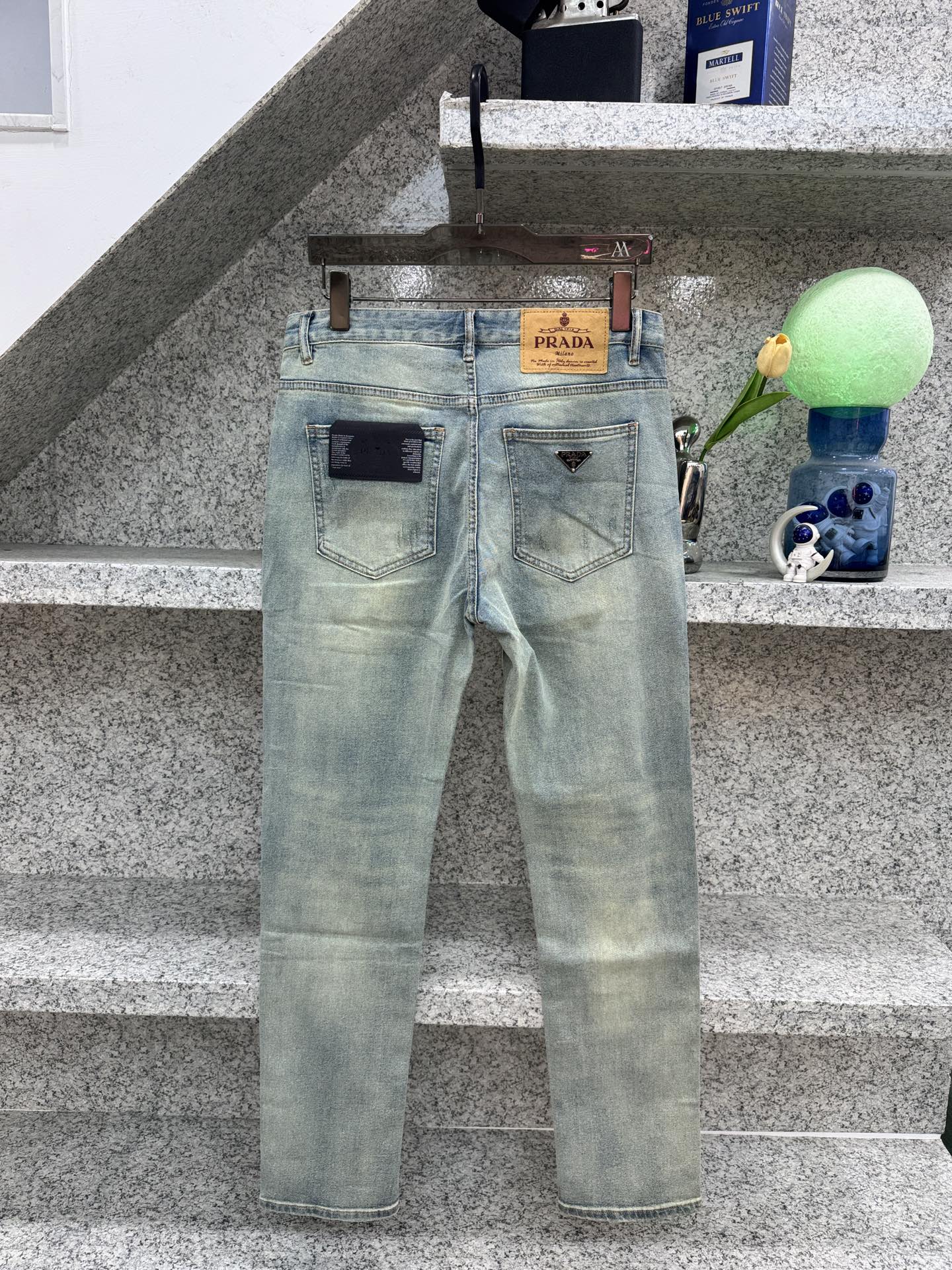 プラダ トライアングルロゴ スリムストレートジーンズ ブルー 詳細画像 2