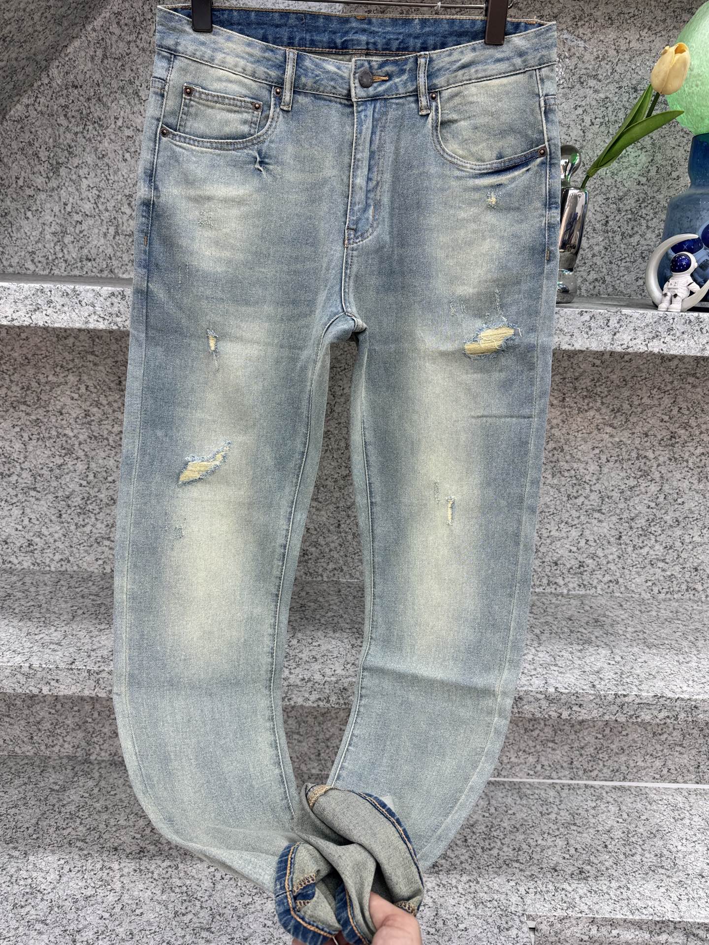 プラダ トライアングルロゴ スリムストレートジーンズ ブルー 画像 4
