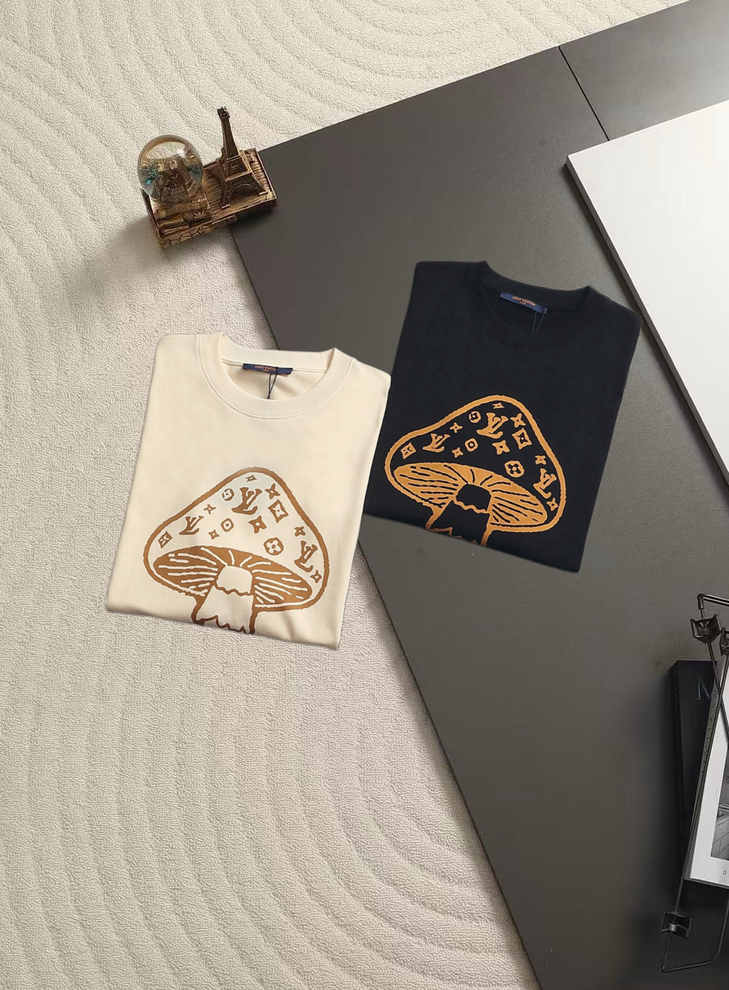 ルイ・ヴィトン マッシュルームロゴ 刺繍 ティーシャツ ブラック 詳細画像 1