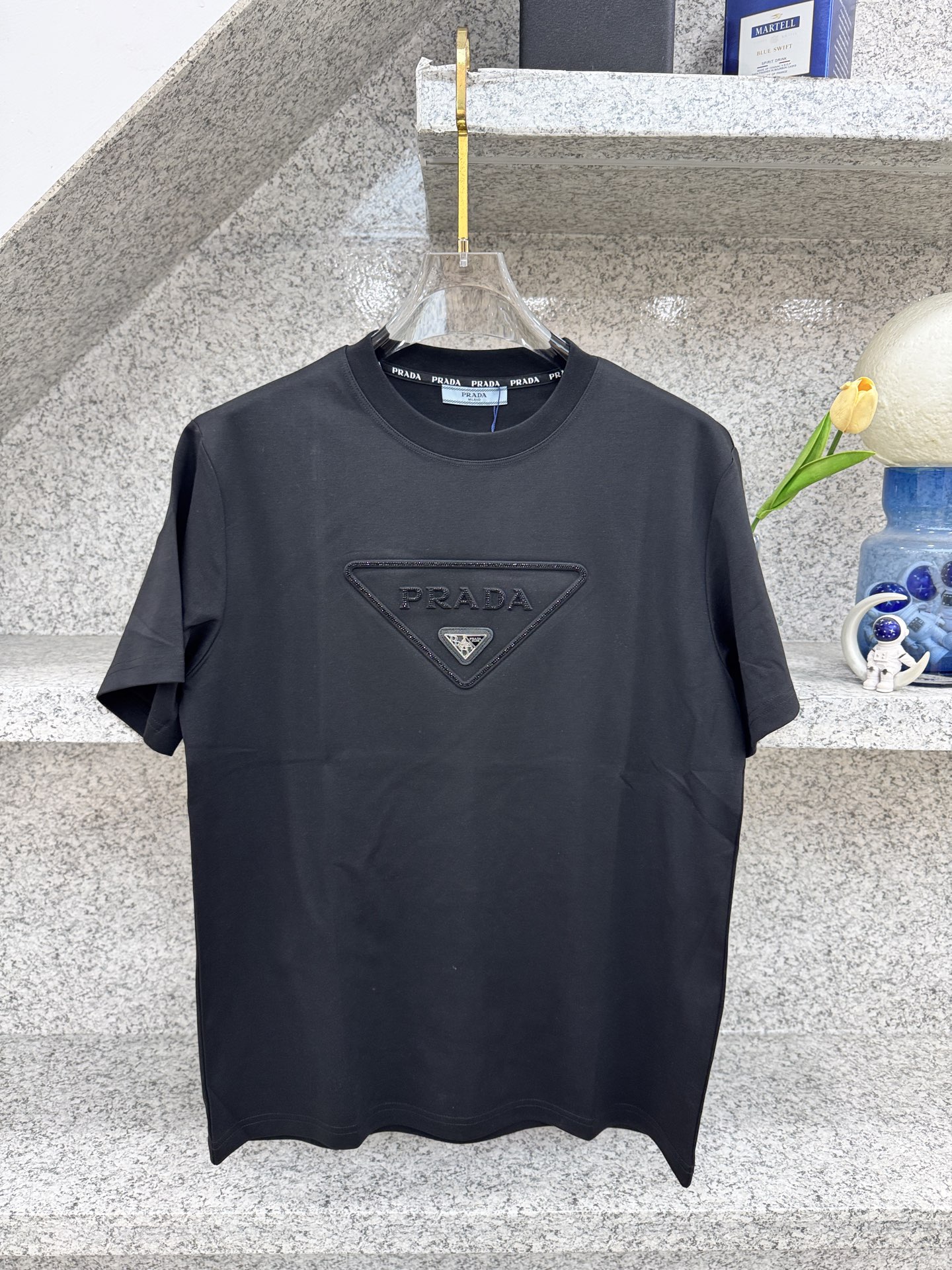 プラダ トライアングルポケット ロゴ ティーシャツ ブラック 詳細画像 1