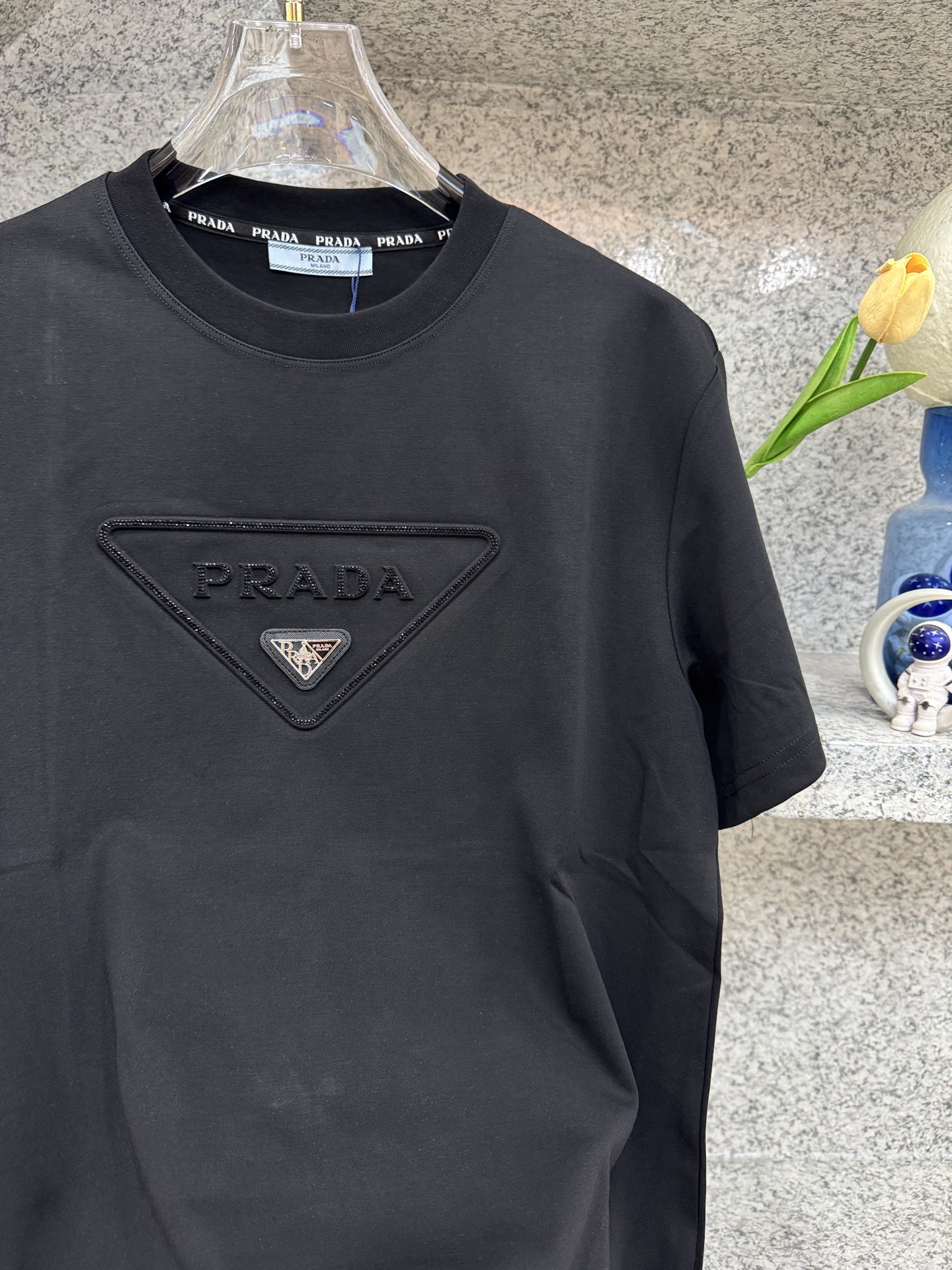 プラダ トライアングルポケット ロゴ ティーシャツ ブラック 画像 5