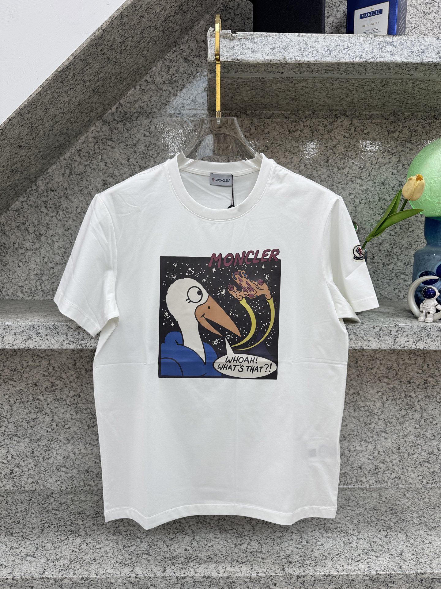 モンクレール スワンムーングラフィック ティーシャツ ブラック ホワイト 詳細画像 2