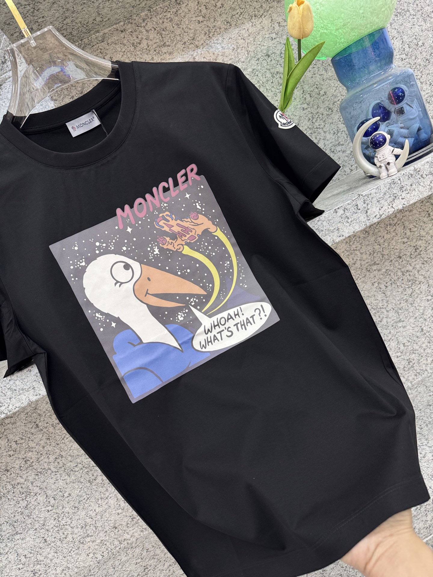 モンクレール スワンムーングラフィック ティーシャツ ブラック ホワイト 画像 5