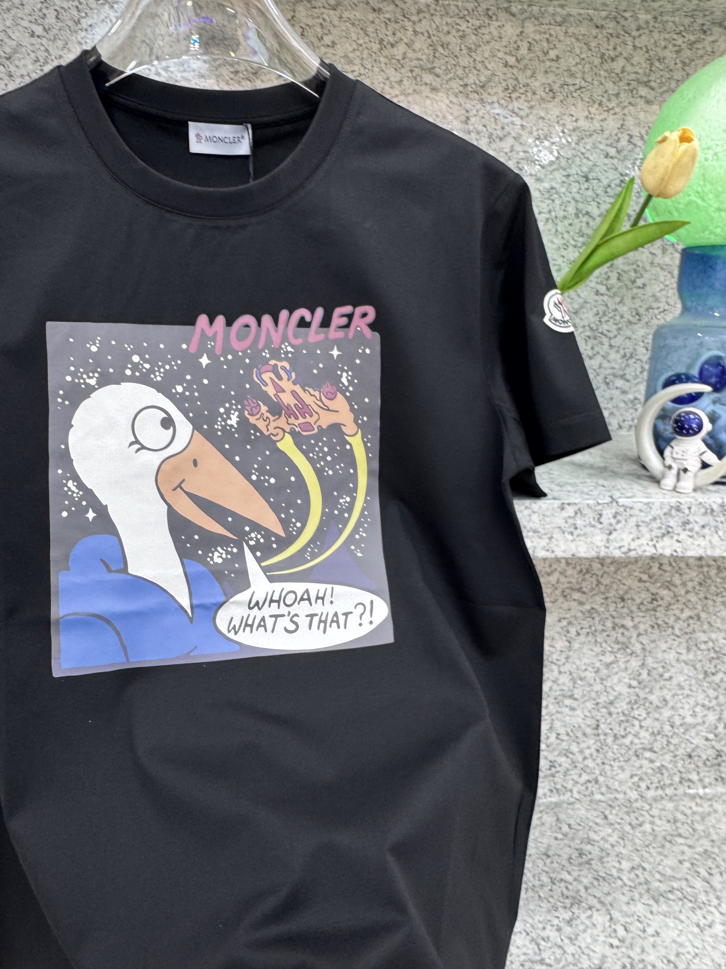 モンクレール スワンムーングラフィック ティーシャツ ブラック ホワイト 画像 7