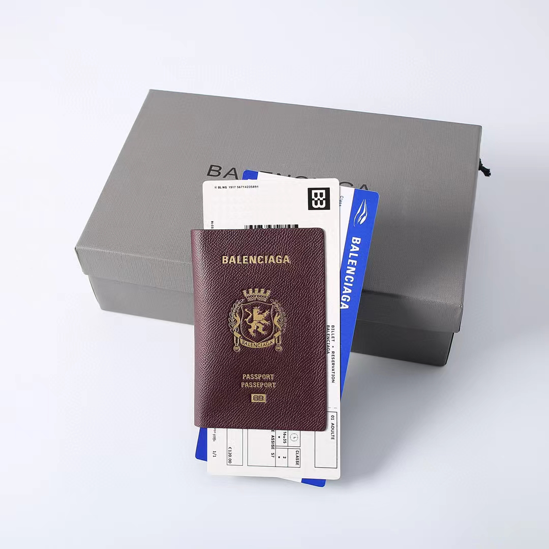 バレンシアガ Passport チケットウォレット バーガンディブラウン 画像 5