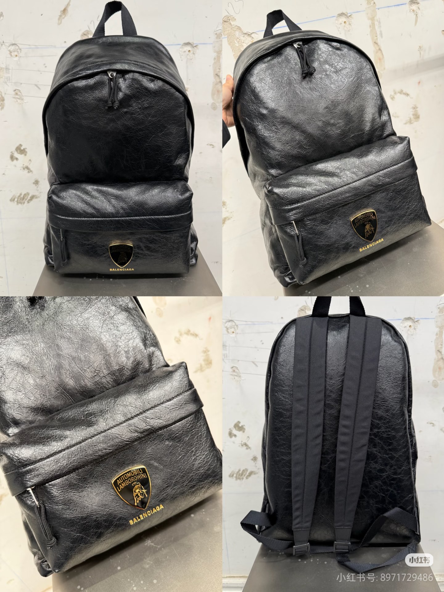 バレンシアガ × ランボルギーニ Explorer レザー バックパック ブラック 詳細画像 3
