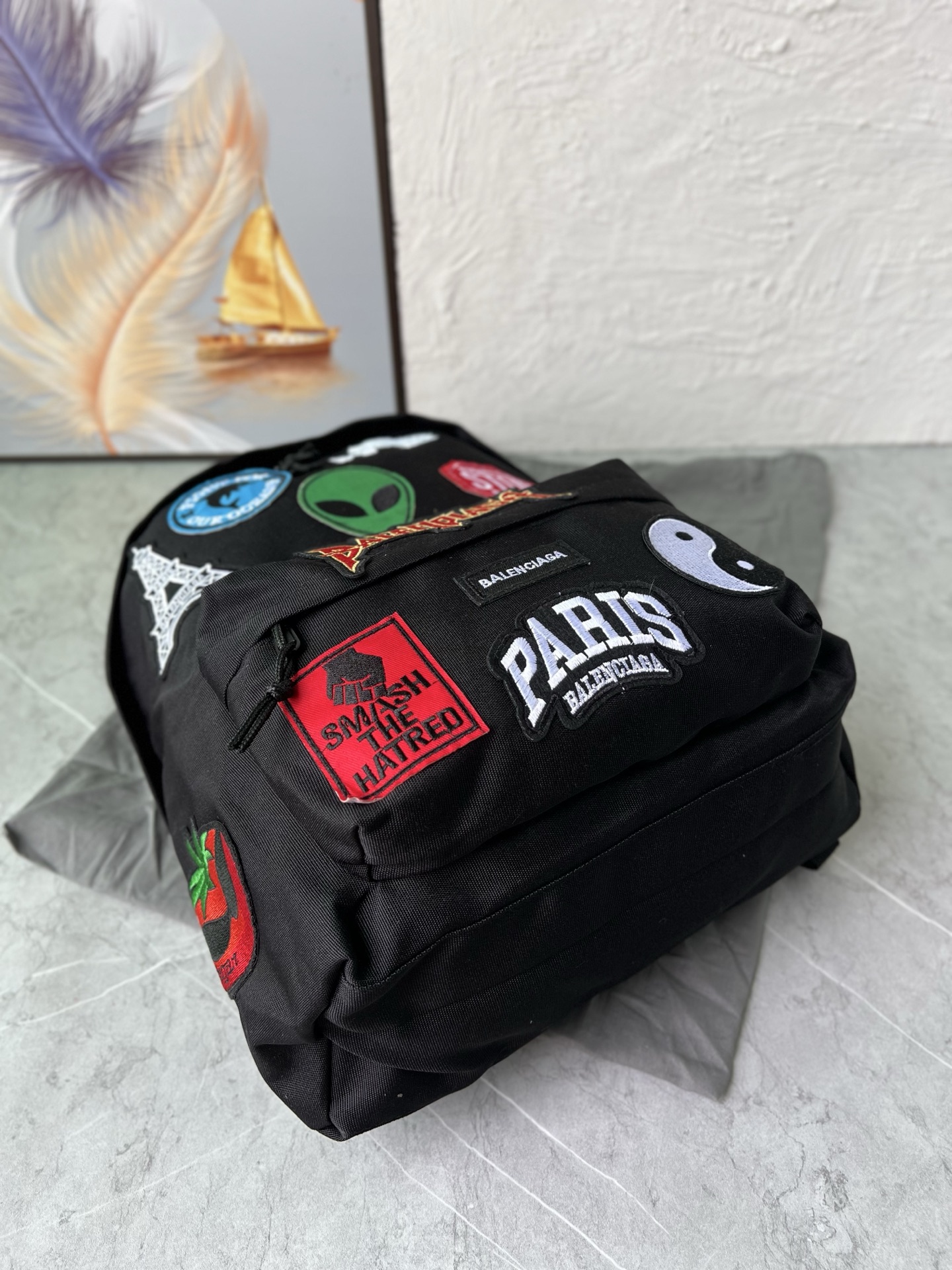 バレンシアガ パリ パッチ バックパック ブラック 画像 6