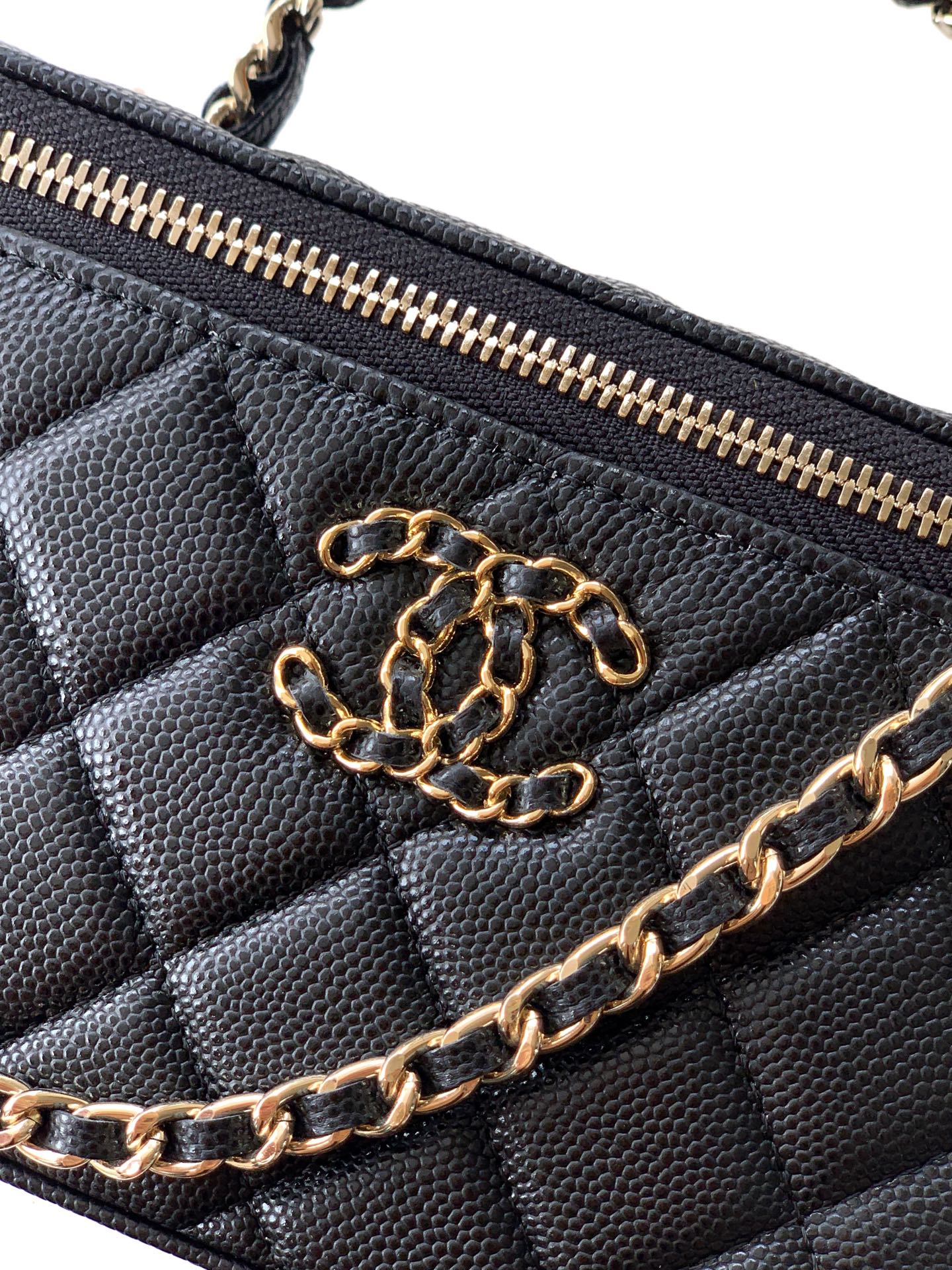 シャネル キャビア バニティ ボックスバッグ トップハンドル ブラック 2211S31 画像 6