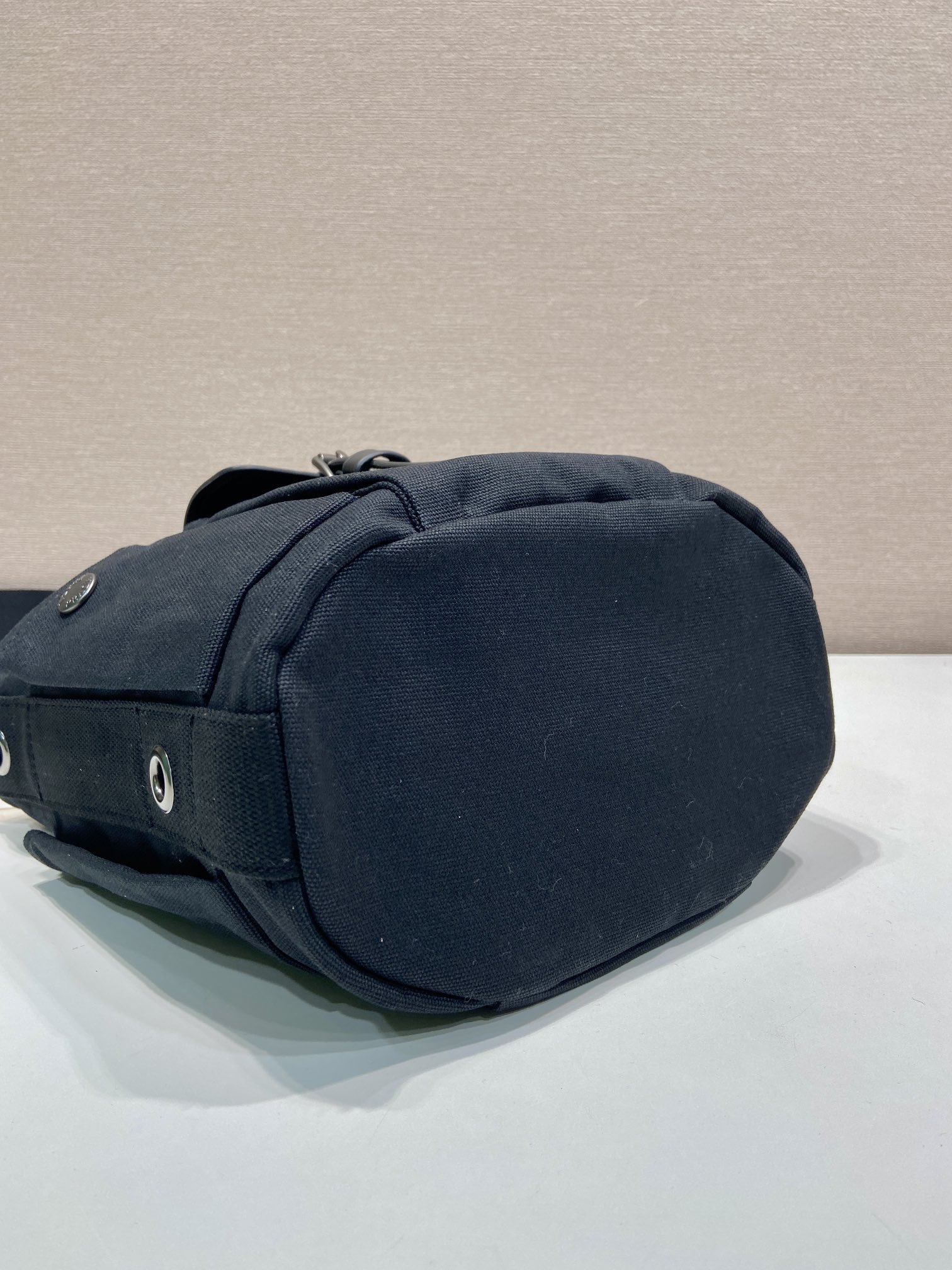 プラダ ポケット キャンバス レザー ミニトート ブラック 1BE106 画像 6