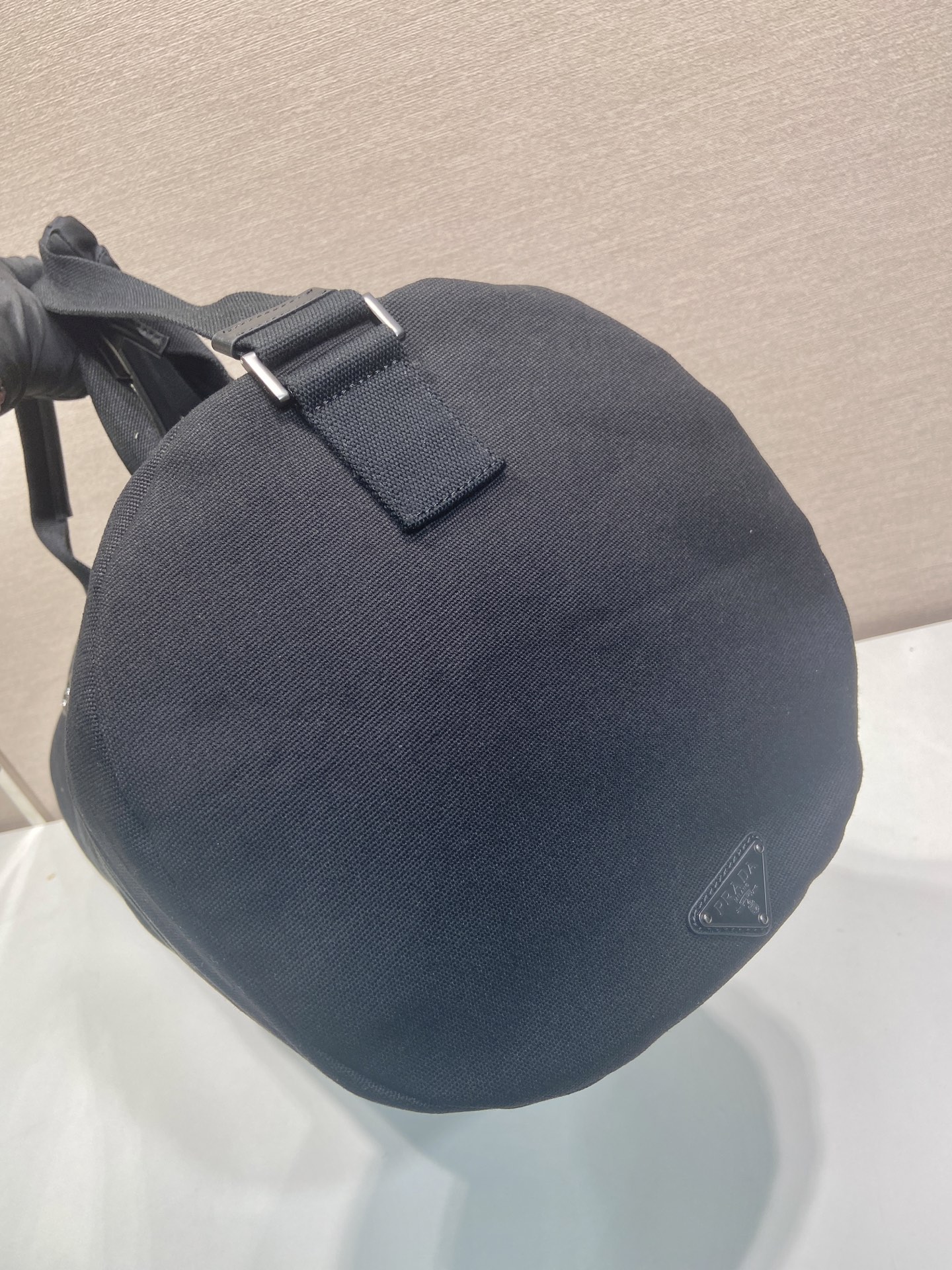 プラダ キャンバス レザー トラベルバッグ ブラック 2VC056 画像 6
