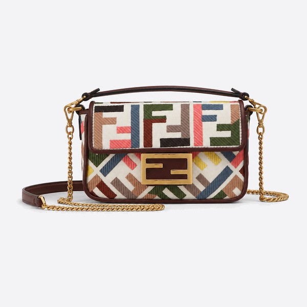 フェンディ ミニ バゲット マルチカラー FFバッグ カーキ 0159s