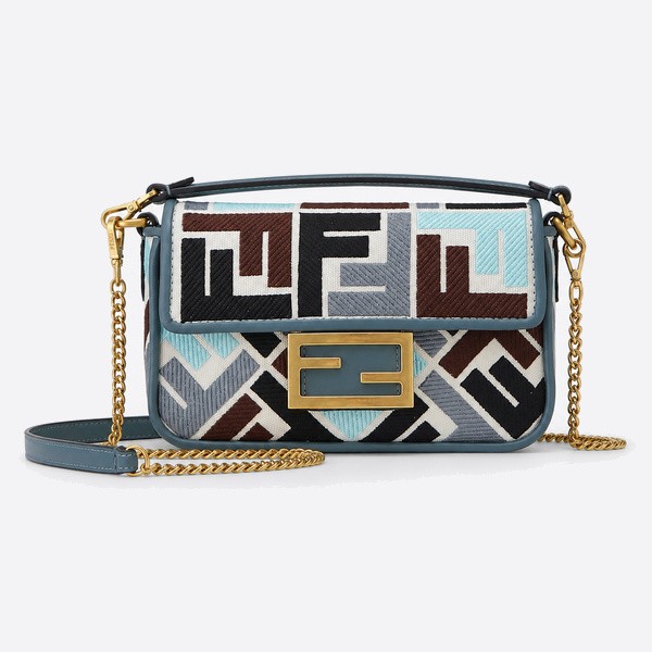 フェンディ ミニ バゲット グラフィック FFバッグ ブルーブラック 0159s