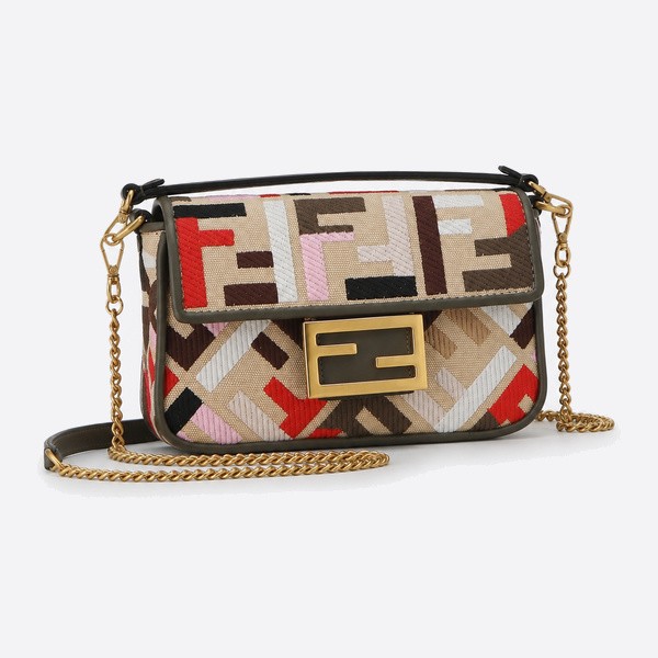 フェンディ ミニ バゲット マルチカラー FFバッグ レッド 0159s