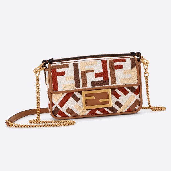 フェンディ ミニ バゲット マルチカラー FFバッグ ブラウン 0159s