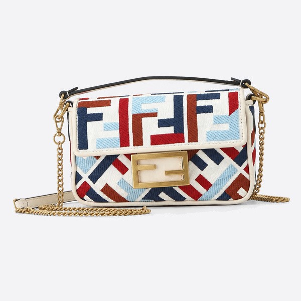 フェンディ ミニ バゲット マルチカラー FFバッグ ブルー 0159s