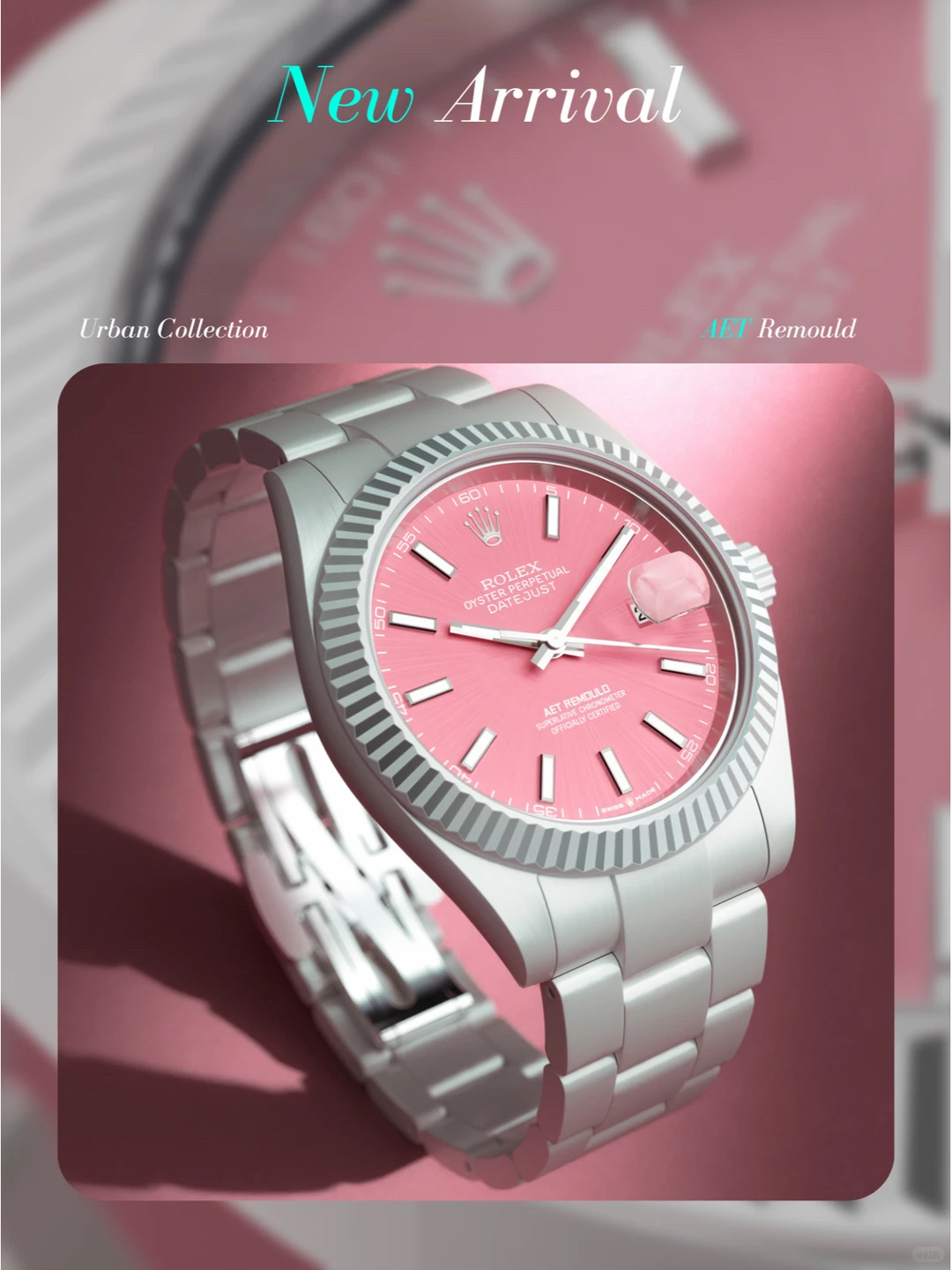 ロレックス デイトジャスト AETリモールド 41mm セラミック ピンクダイヤル 詳細画像 2