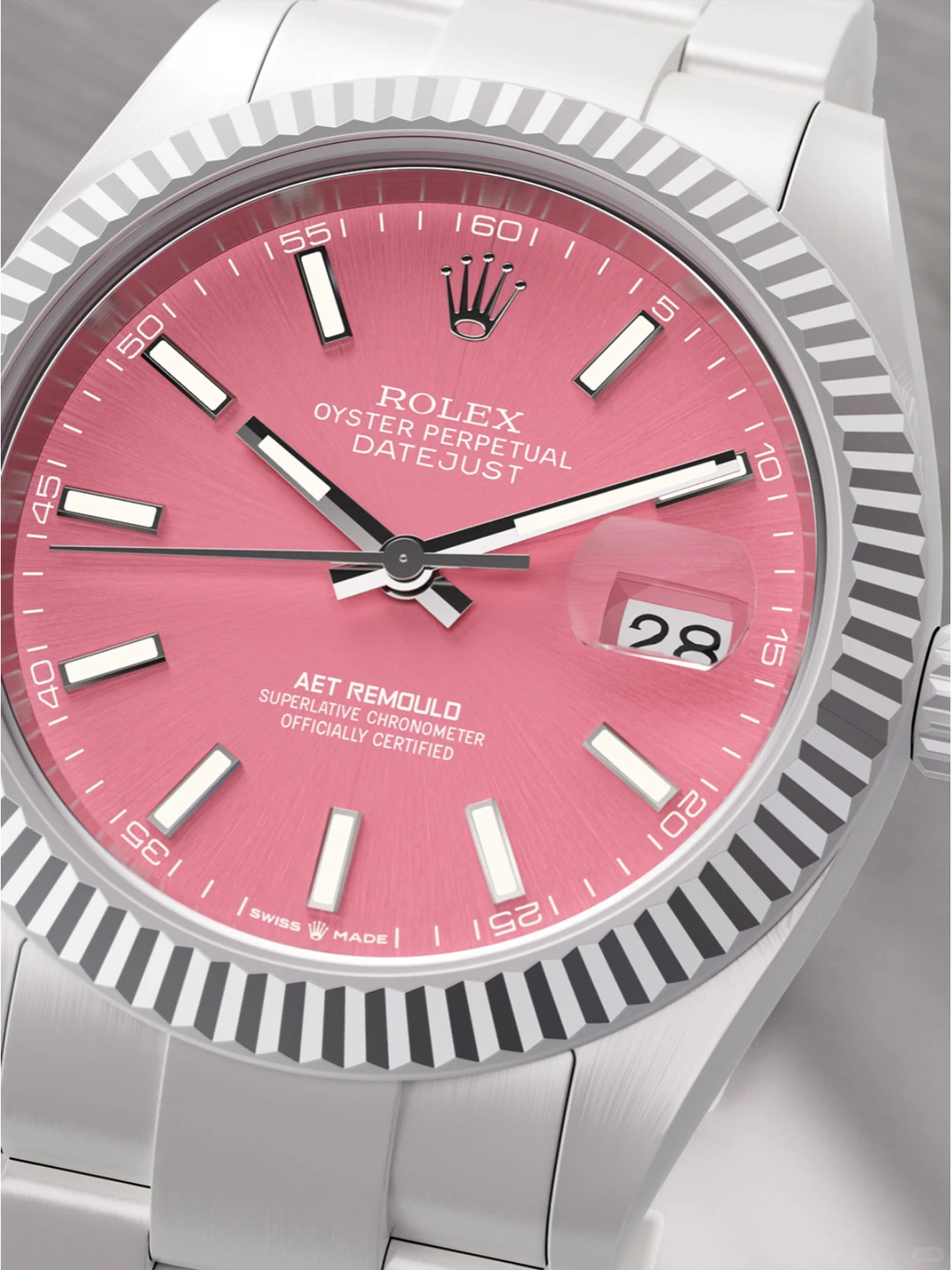 ロレックス デイトジャスト AETリモールド 41mm セラミック ピンクダイヤル 詳細画像 3