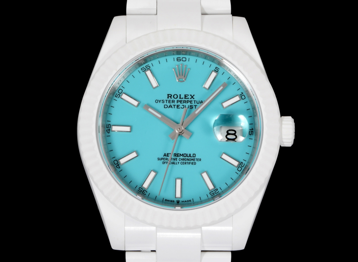 ロレックス デイトジャスト AETリモールド 41mm セラミック ティファニーブルーダイヤル 画像 4