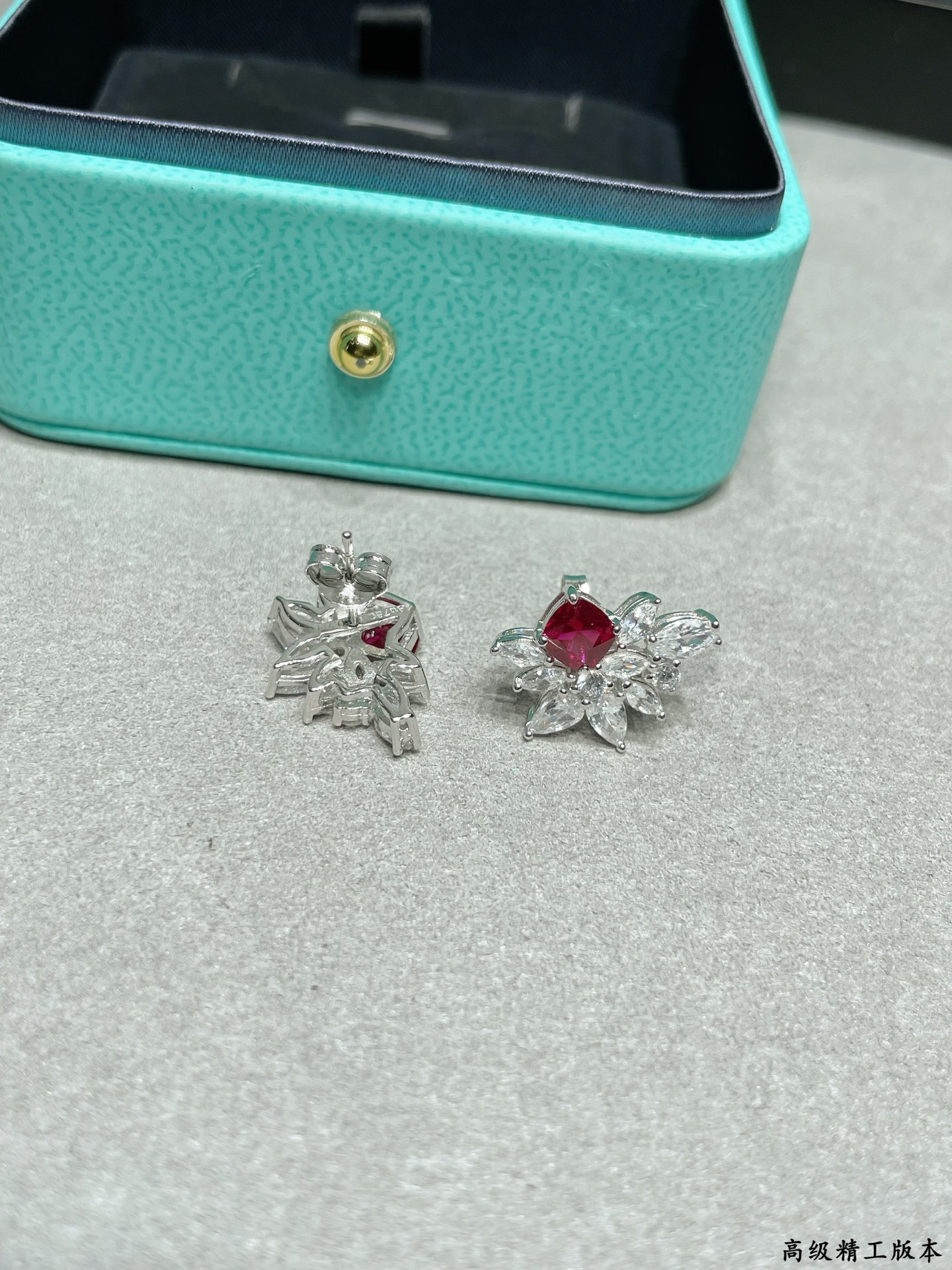 925シルバー マーキス ピジョンブラッドレッド スタッドピアス 514230 画像 6