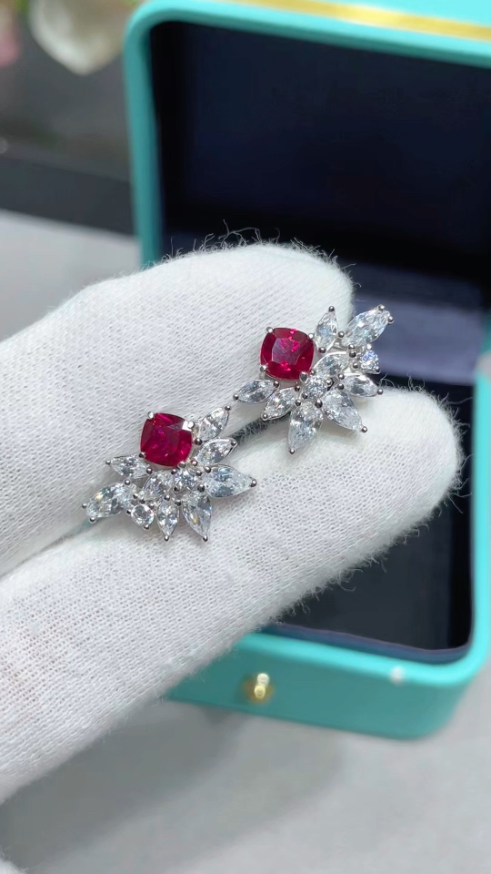925シルバー マーキス ピジョンブラッドレッド スタッドピアス 514230 画像 8