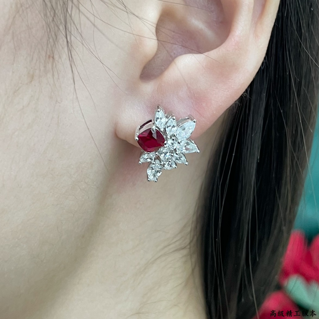 925シルバー マーキス ピジョンブラッドレッド スタッドピアス 514230 画像 9