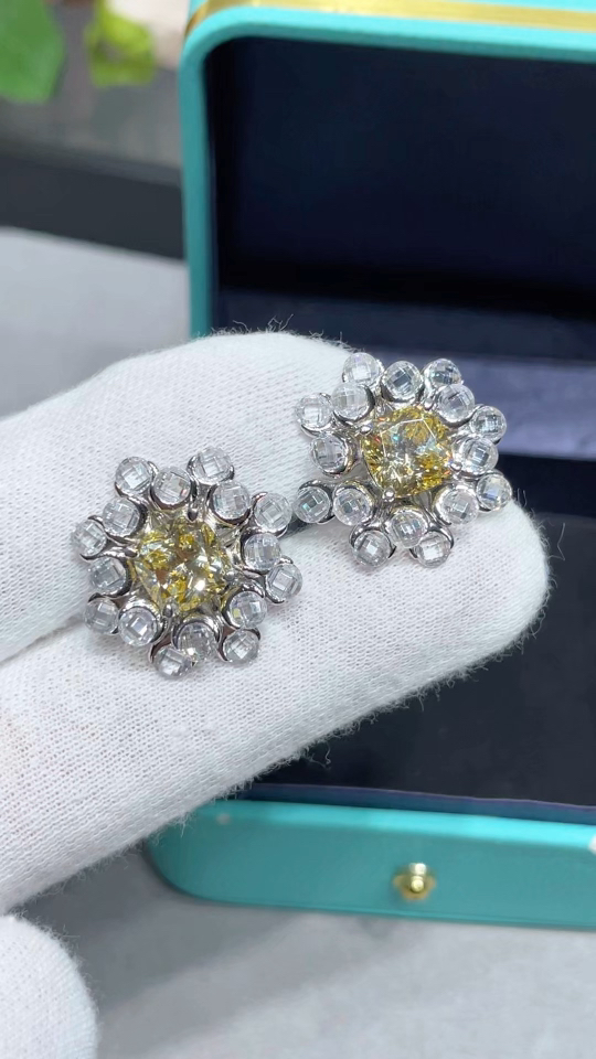 925シルバー イエローダイヤ フラワースタッドピアス 5110296 画像 8