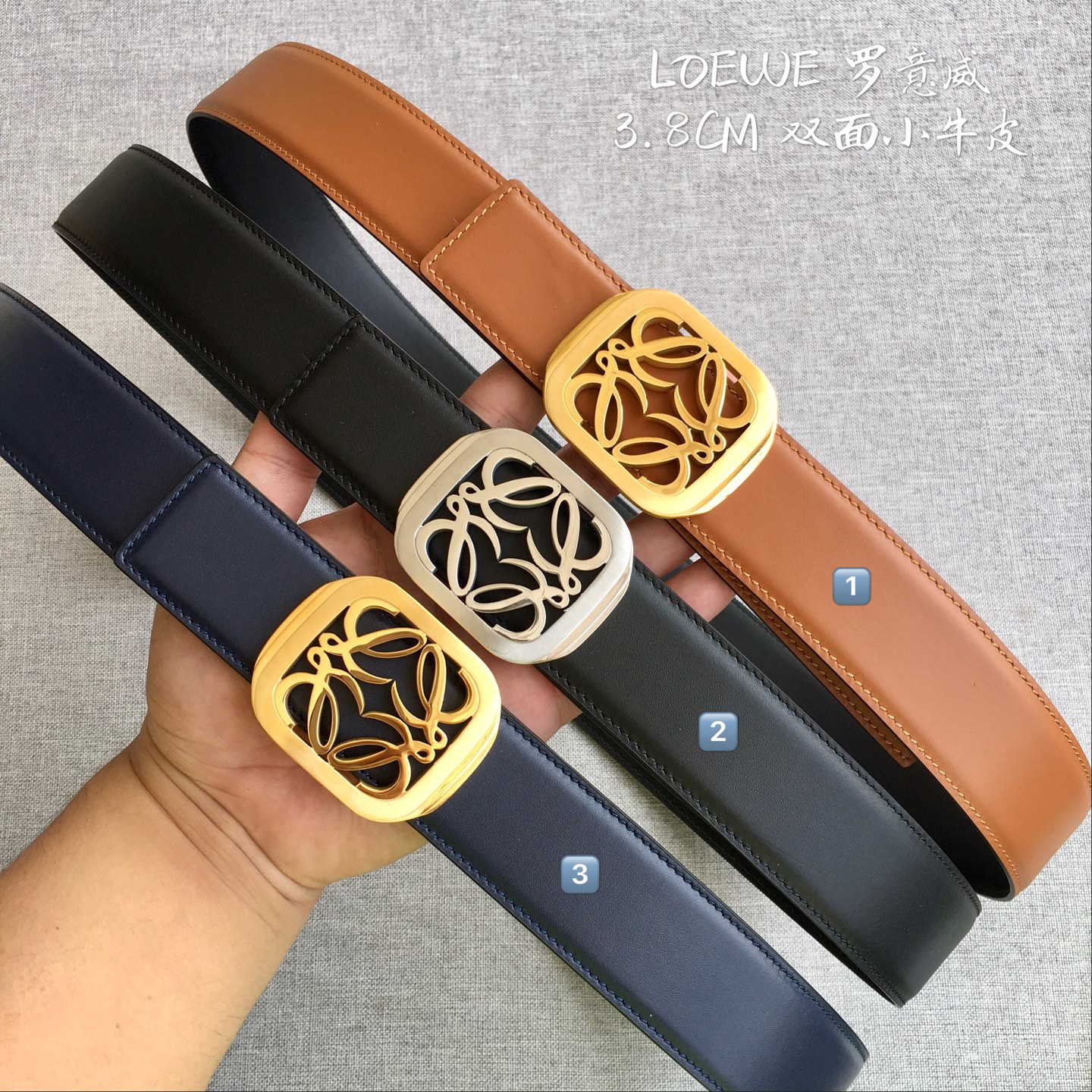 ロエベ アナグラムベルト タン ゴールドバックル 画像 8