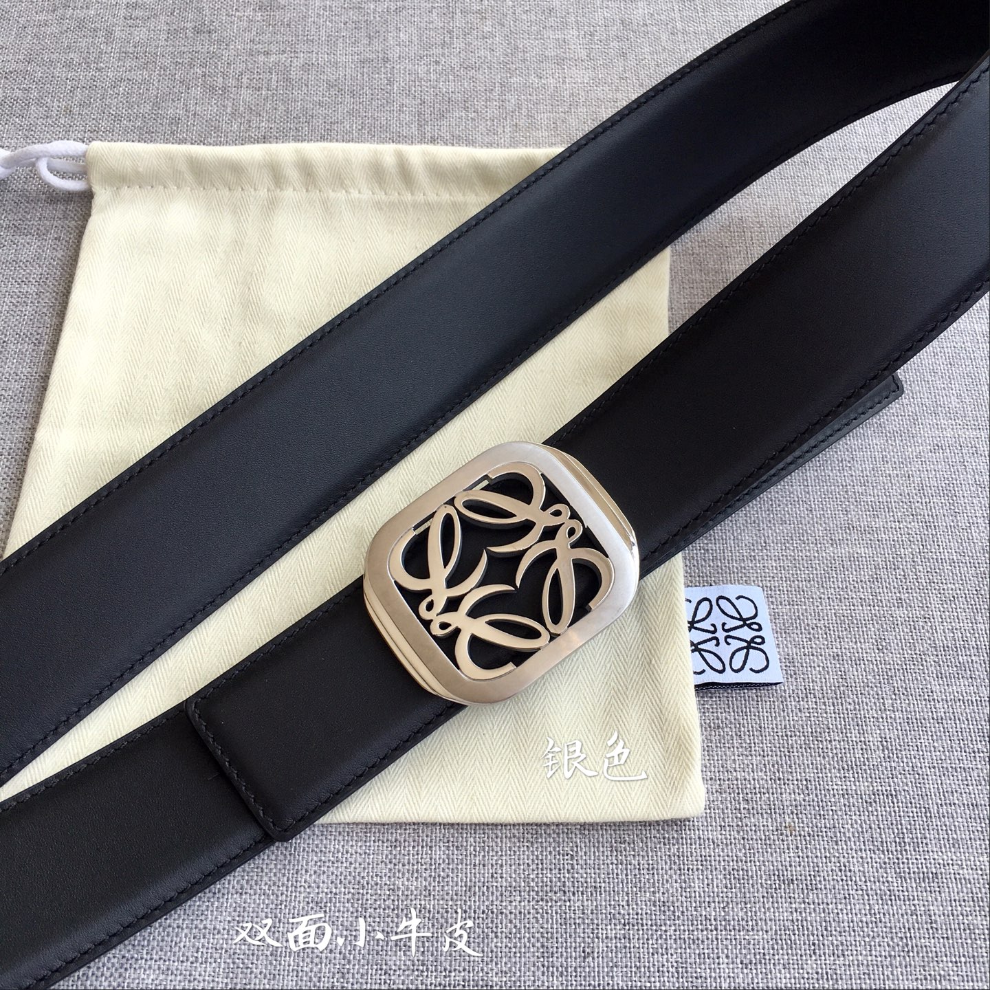 ロエベ アナグラムベルト ブラック パラジウムバックル 詳細画像 2