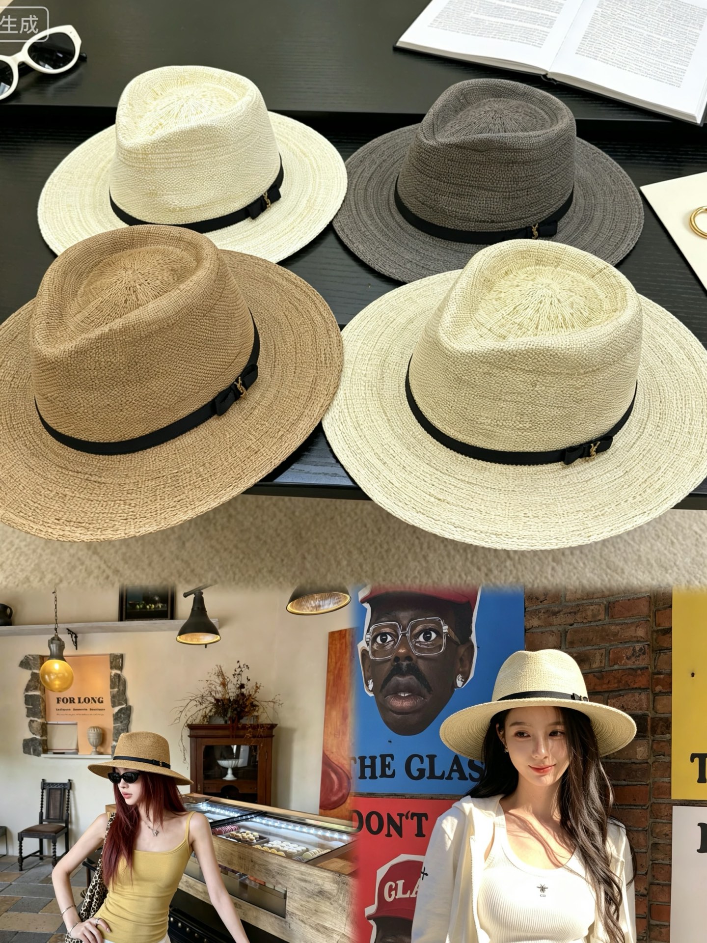 イヴ・サンローラン ラフィア ストローハット ニュートラル 画像 6
