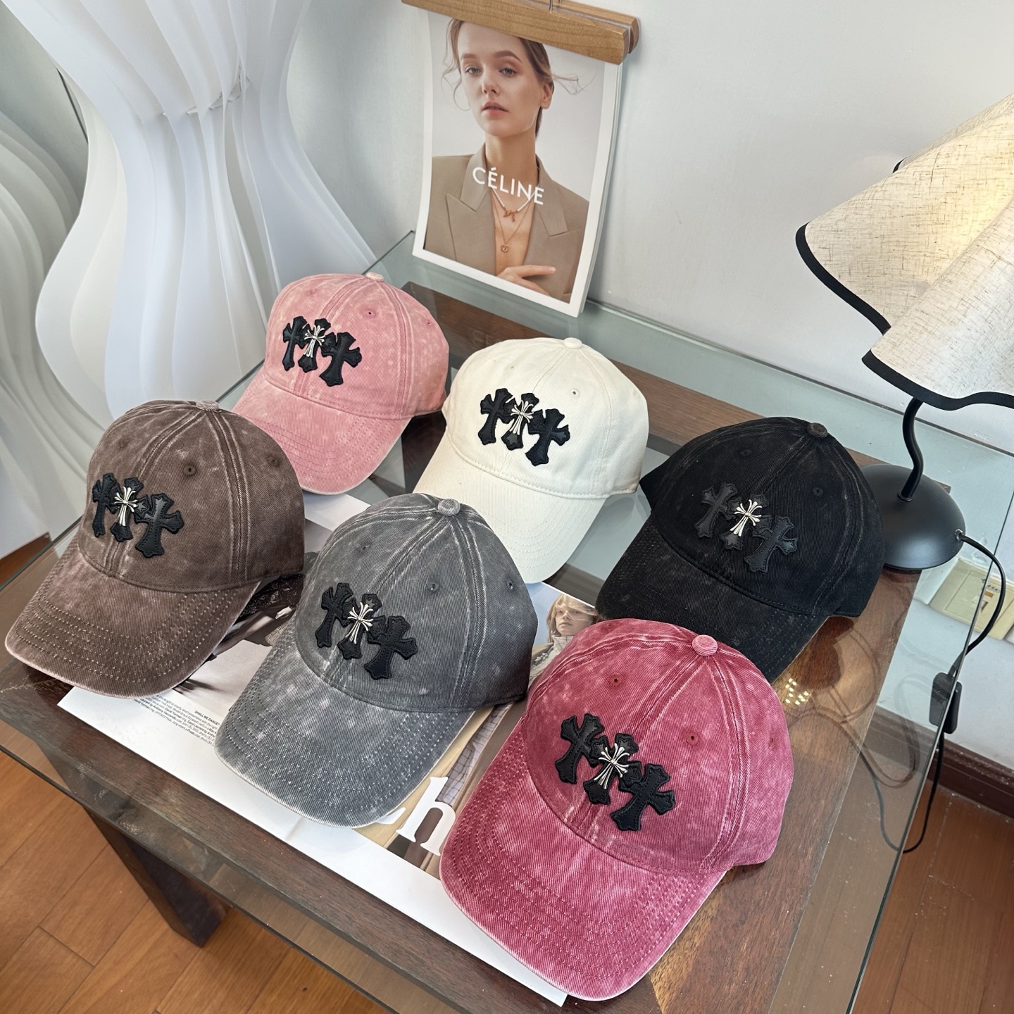 クロムハーツ クロス 刺繍 ベースボールキャップ バーガンディ 画像 9